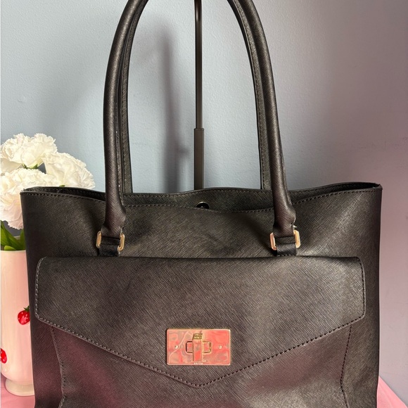 Kate Spade Post Street Halsey Black Leather Work Tote Bag - Picture 3 of 12